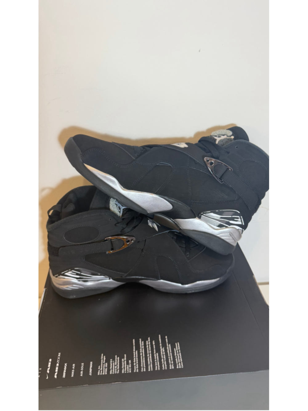 Size 12 Air Jordan 8 Chrome Black 2026 Retro 305381-007 - BOX No lid -